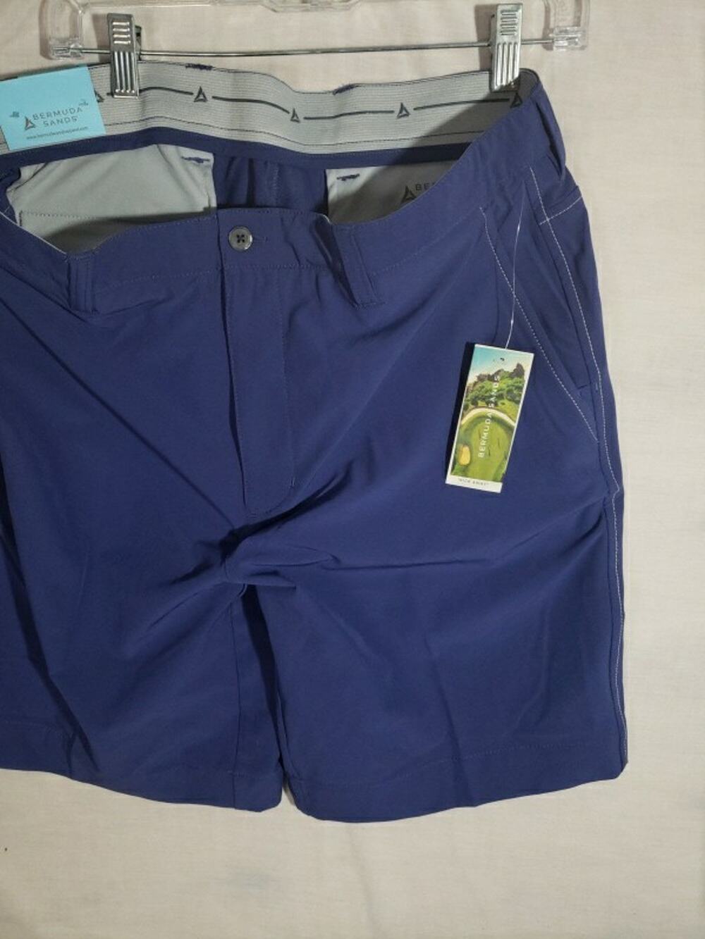 Bermuda Sands Mens 36 Solid Blue Front Stretch Golf Shorts. R327
